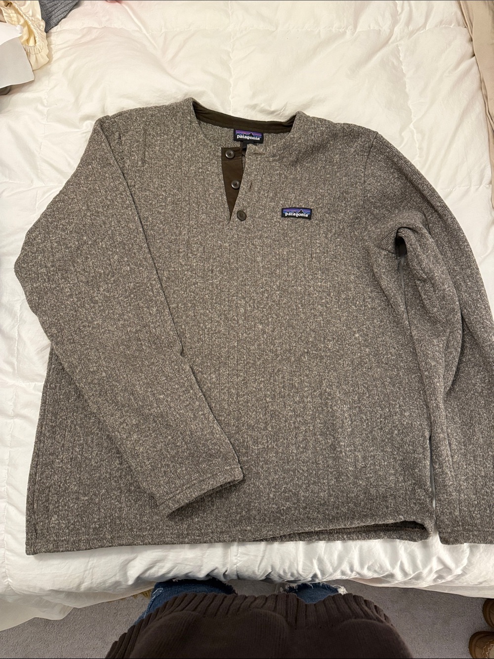 Patagonia Gray Crewneck Henley Sweater
